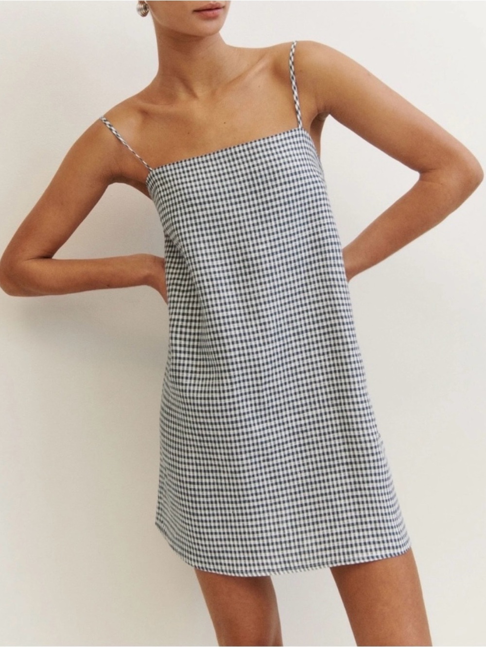 Reformation Aubree Linen Dress gingham